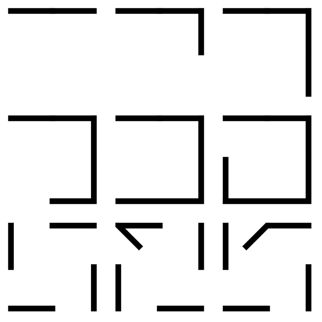 Nine variations from the generator showing different segment combinations