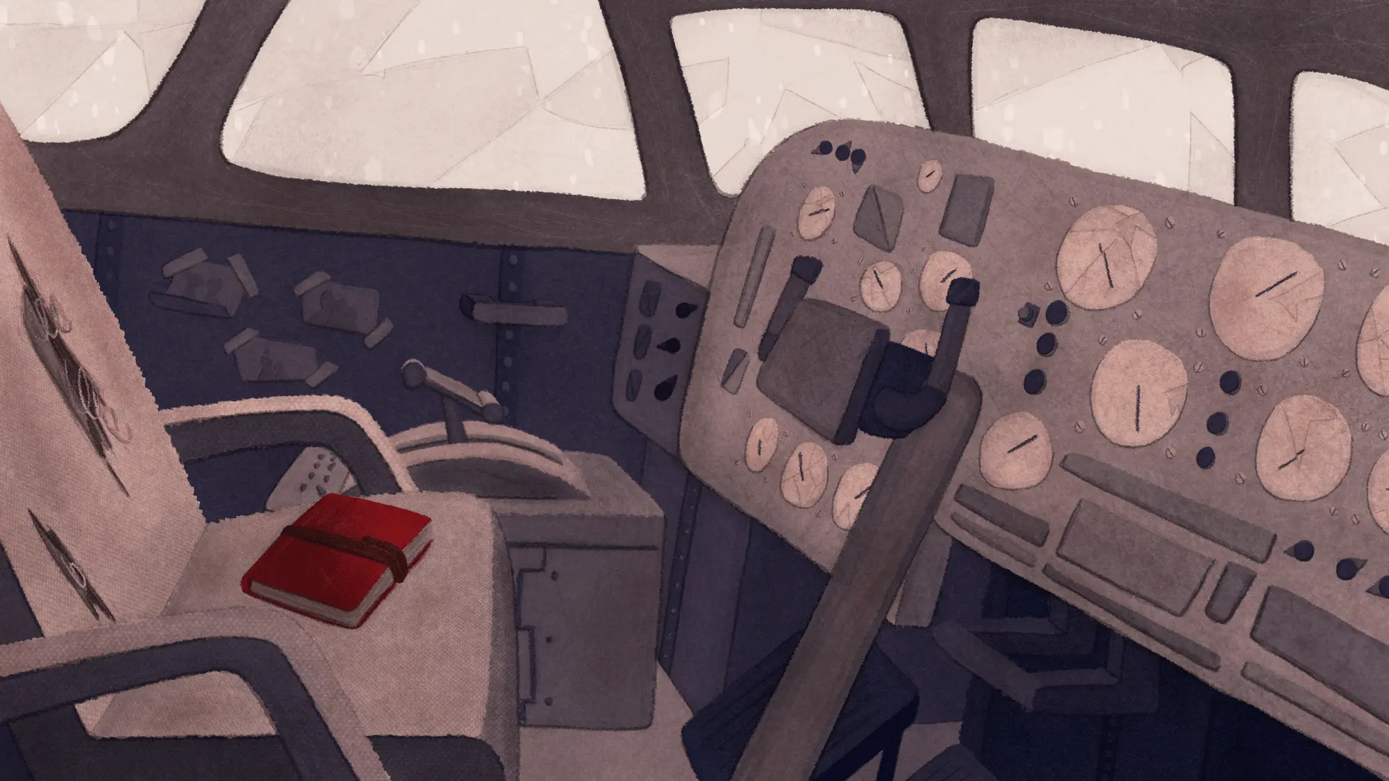 The cockpit with the diary -- a key item for understanding the full story