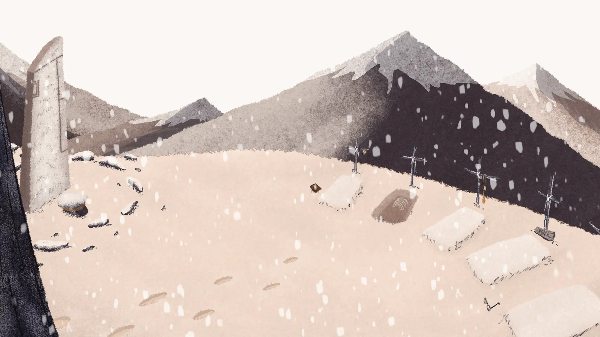 The graveyard scene -- evidence of those who didn't survive